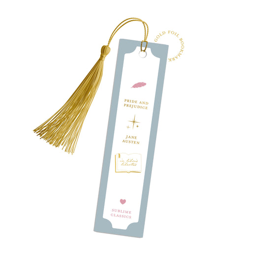 Pride And Prejudice Classic Literature Bookmark With A Tassel And Gold Foil