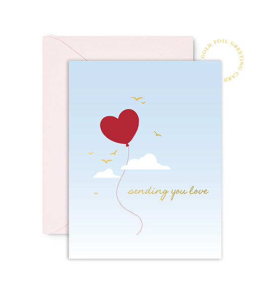 Sending You Love Heart Balloon Card For Valentine's Day