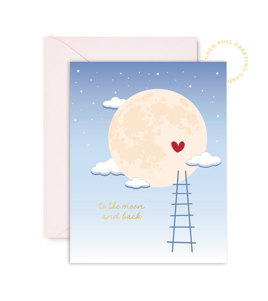 To The Moon And Back Love Card For Valentine's Day